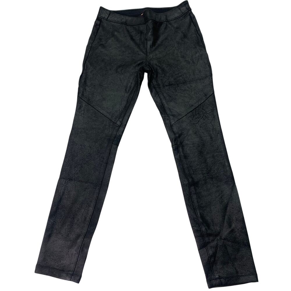 Free People Womens Sz 4 Black Faux Suede Moto Leggings Stretch Pants Biker Punk